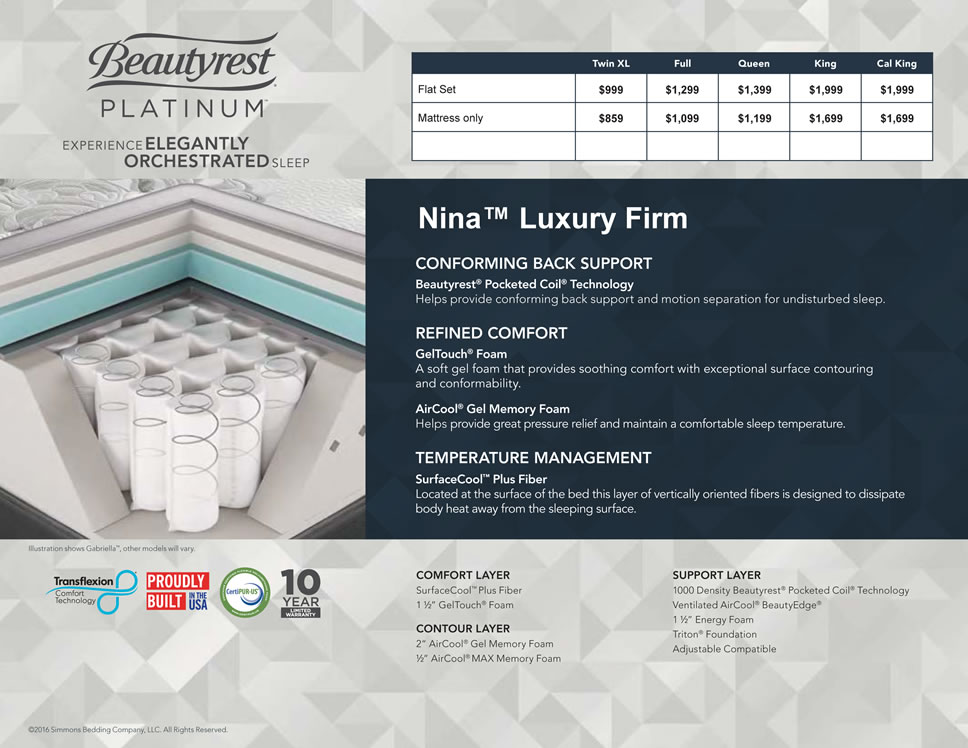 Nina Luxury firm mattress sale